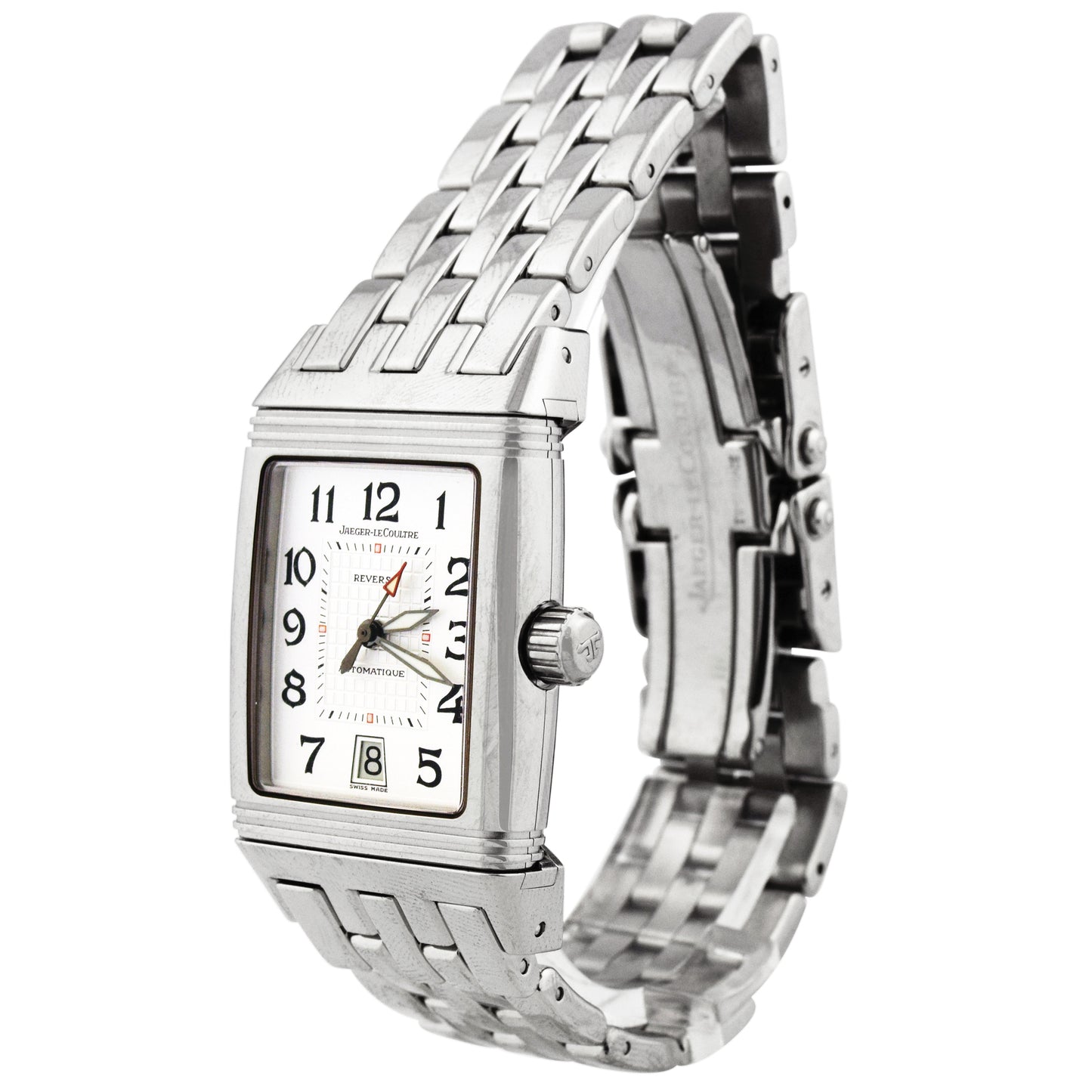 Jaeger-LeCoultre Unisex Reverso Gran'Sport Stainless Steel 26.8x43.5mm Silver Arabic Dial Watch Reference #: Q2908120 - Happy Jewelers Fine Jewelry Lifetime Warranty