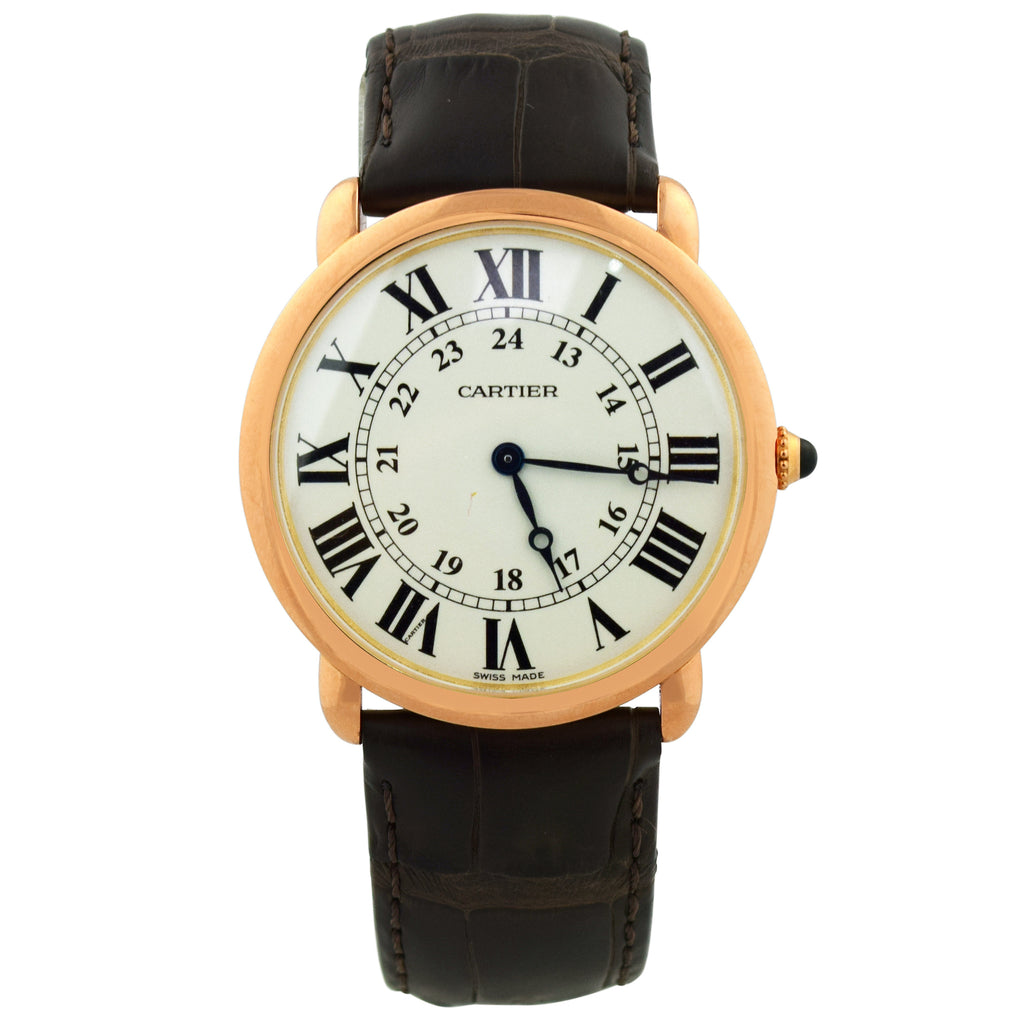 Cartier Men's RONDE LOUIS Pink Gold 36mm Silver Roman Numeral Dial Watch Reference #: W6800251 - Happy Jewelers Fine Jewelry Lifetime Warranty