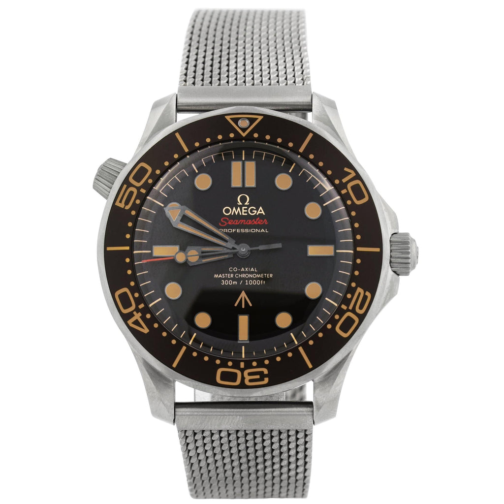 Omega Men's Seamaster James Bond Edition Titanium 42mm Brown Dot Dial Watch Reference #: 210.90.42.20.01.001 - Happy Jewelers Fine Jewelry Lifetime Warranty