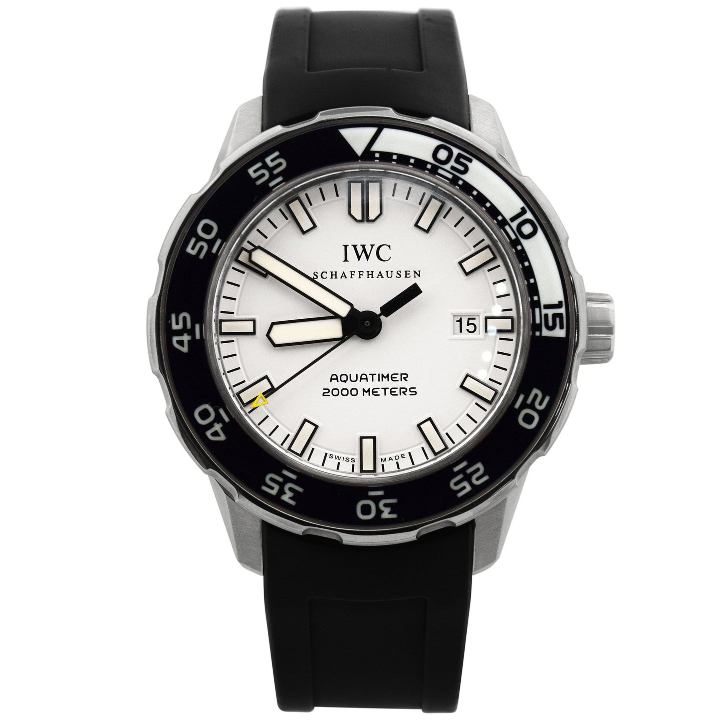 IWC Mens Aquatimer Stainless Steel 44mm White Stick Dial Watch Reference #: IW356806 - Happy Jewelers Fine Jewelry Lifetime Warranty