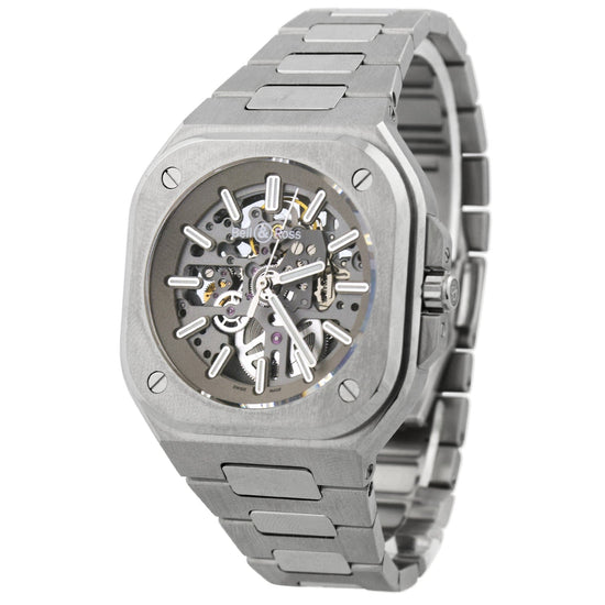 Bell & Ross Mens Limited Edition BR 05 Stainless Steel 40mm Skeleton Dial Watch Reference #: BR05A-GR-SK-ST/SST - Happy Jewelers Fine Jewelry Lifetime Warranty