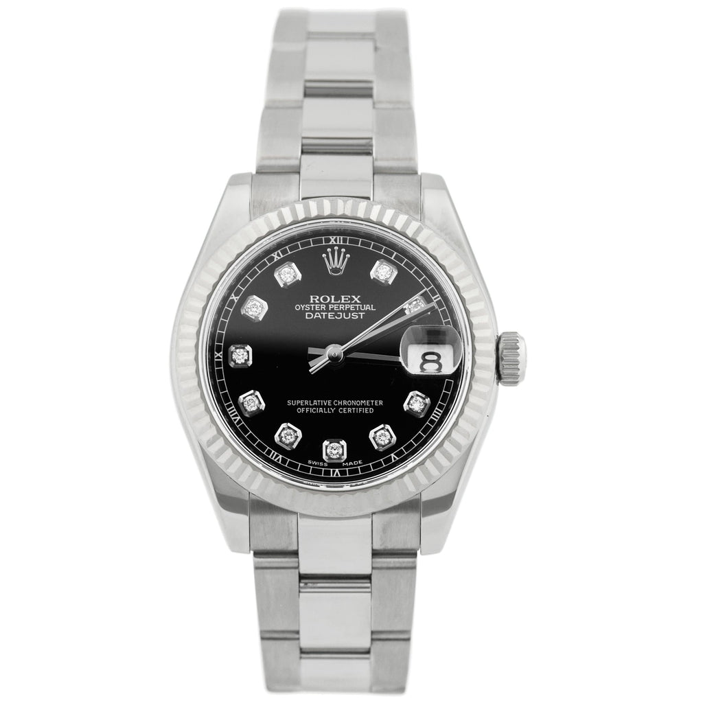 Rolex Ladys Datejust Stainless Steel 31mm Black Diamond Dot dial Watch Reference #: 78274 - Happy Jewelers Fine Jewelry Lifetime Warranty