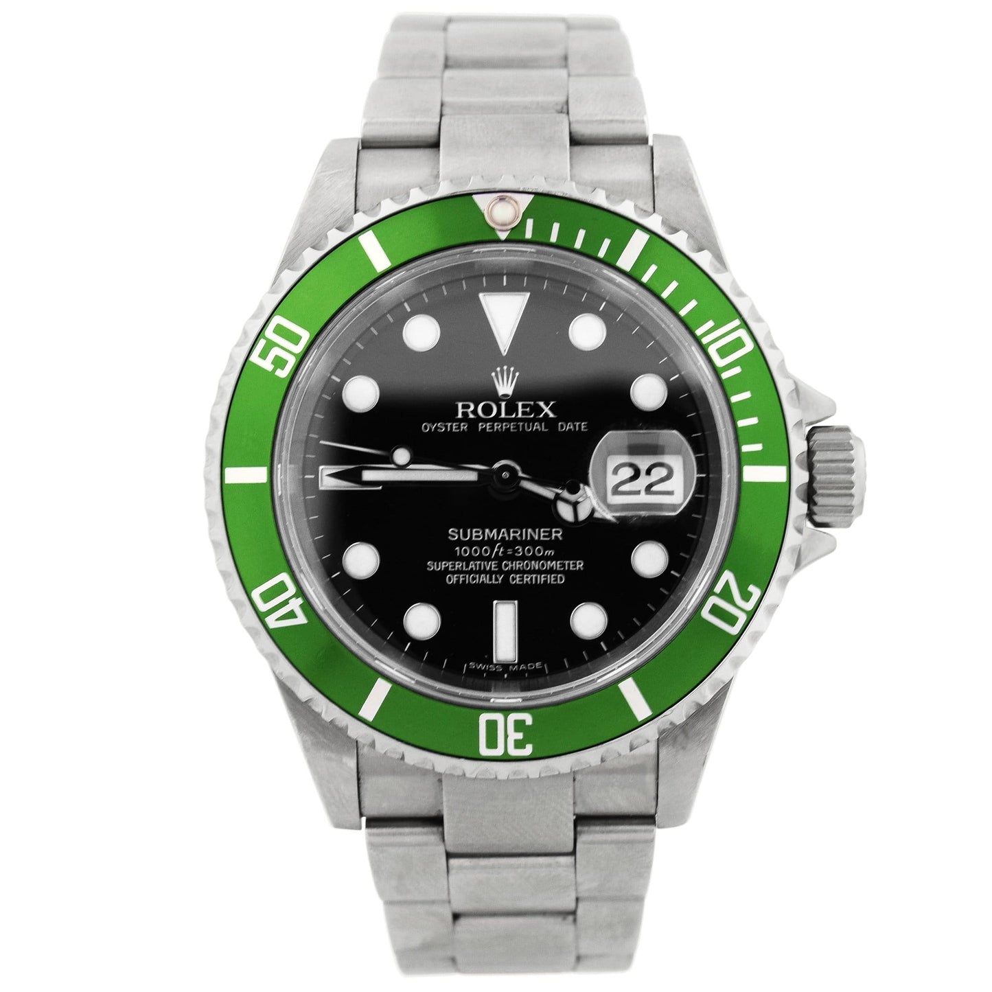 Collectors Dream! 2006 Rolex Mens Submariner Kermit Steel 40mm Black Dot Watch #: 16610LV | Happy Jewelers