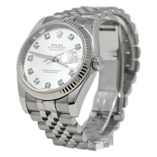 Rolex Unisex Datejust 36 Stainless Steel 36mm Silver Diamond Dot Dial Watch Ref #: 116234 - Happy Jewelers Fine Jewelry Lifetime Warranty