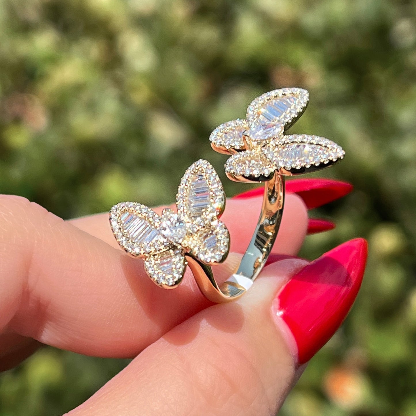 Mixed Diamond Double Butterfly Ring - Happy Jewelers Fine Jewelry Lifetime Warranty