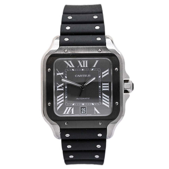 Load image into Gallery viewer, Cartier Men&amp;#39;s Santos Stainless Steel 42mm Black Roman Dial Watch Reference #: WSSA0037 - Happy Jewelers Fine Jewelry Lifetime Warranty
