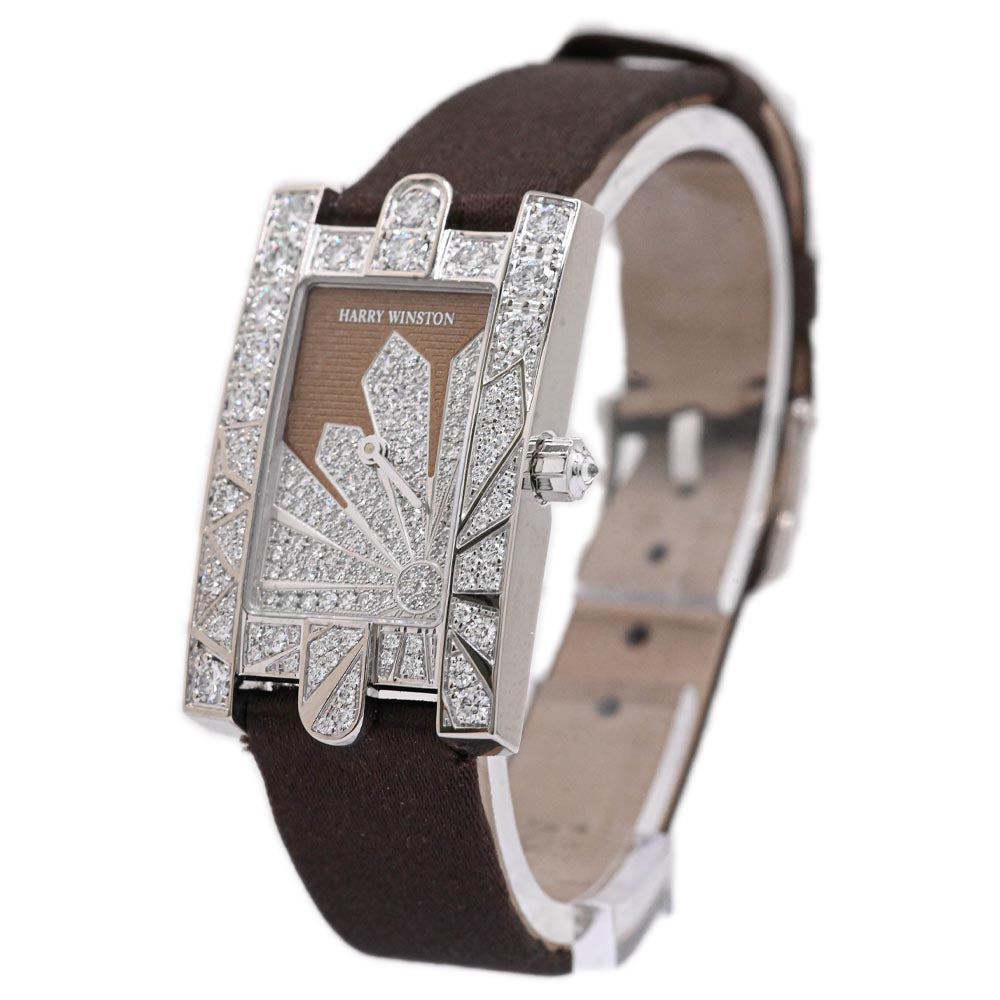 Harry Winston Ladies Avenue White Gold 24mm Brown Diamond Dial Watch Reference #: 310LQW - Happy Jewelers Fine Jewelry Lifetime Warranty