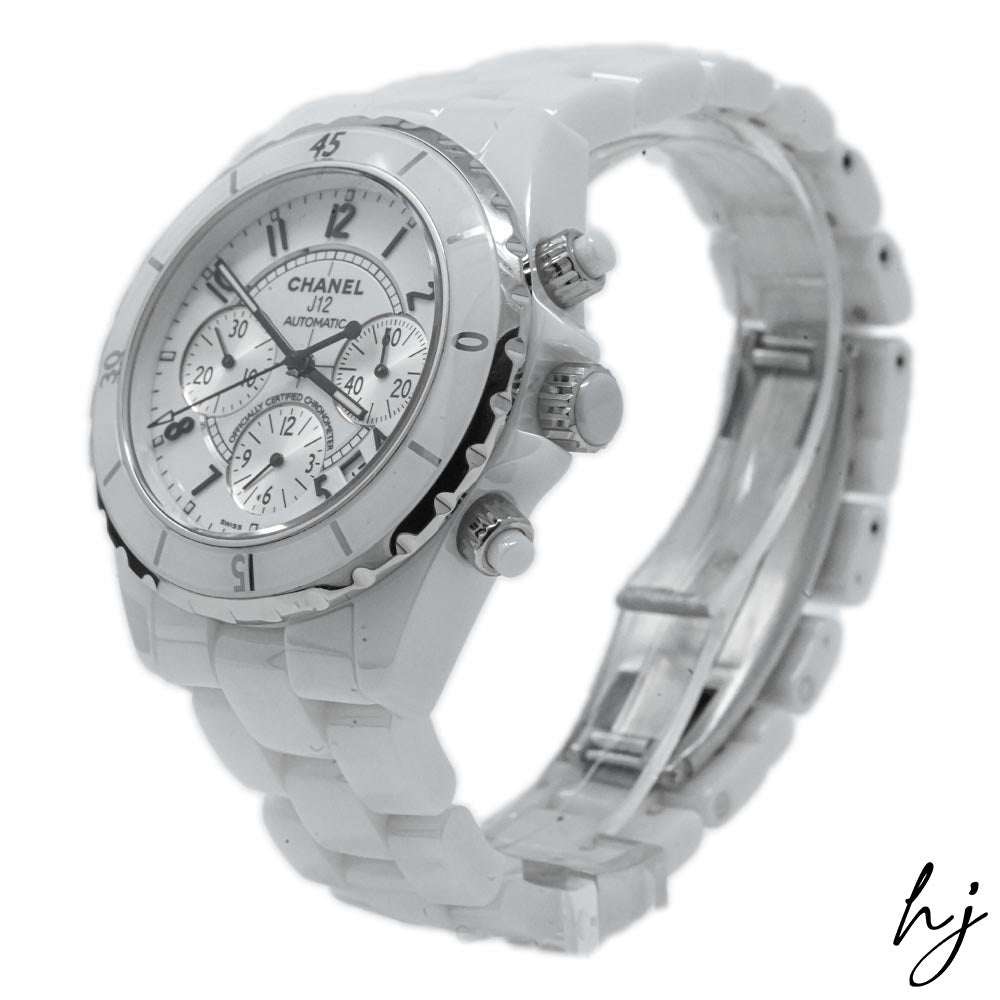 Chanel Ladies J12 White Ceramic 41mm White Arabic Dial Watch Reference #: H1007 - Happy Jewelers Fine Jewelry Lifetime Warranty