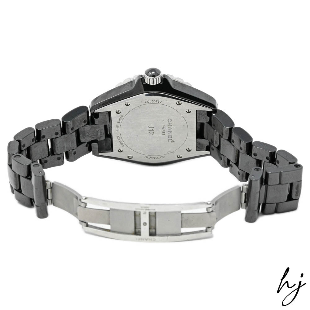 Chanel Ladies J12 Automatic Black Ceramic 38mm Black Arabic Numeral Dial Watch Reference #: H5697 - Happy Jewelers Fine Jewelry Lifetime Warranty