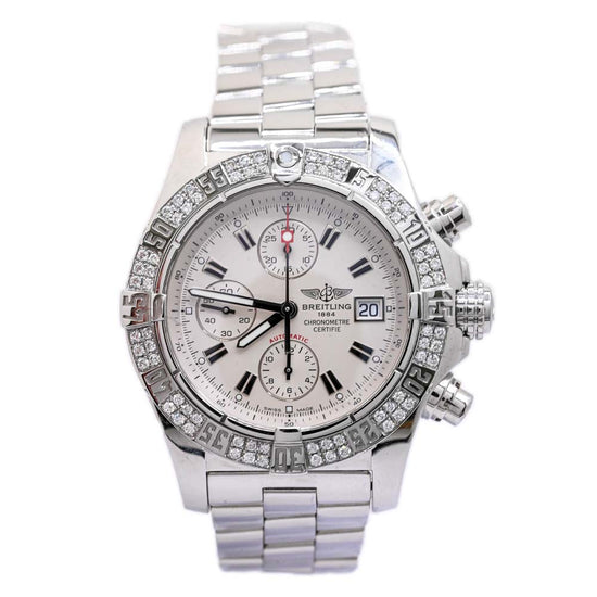 Load image into Gallery viewer, Breitling Men&amp;#39;s Super Avenger Stainless Steel 48mm White Chronograph Dial Watch Reference #: A13380 - Happy Jewelers Fine Jewelry Lifetime Warranty
