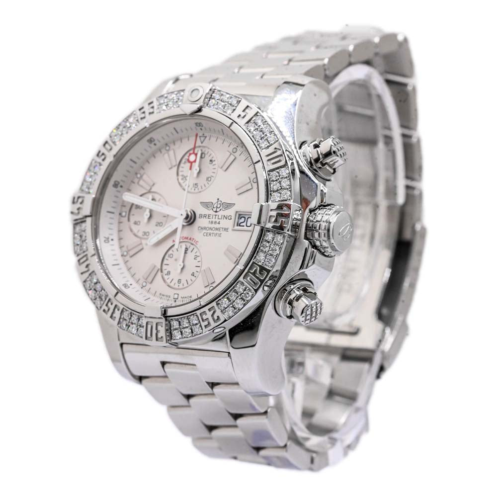 Breitling Men's Super Avenger Stainless Steel 48mm White Chronograph Dial Watch Reference #: A13380 - Happy Jewelers Fine Jewelry Lifetime Warranty