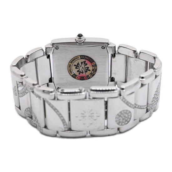 Load image into Gallery viewer, Patek Philippe Womens White Gold 25mm White MOP Roman Dial Watch Reference #: 4910/49G-001 - Happy Jewelers Fine Jewelry Lifetime Warranty
