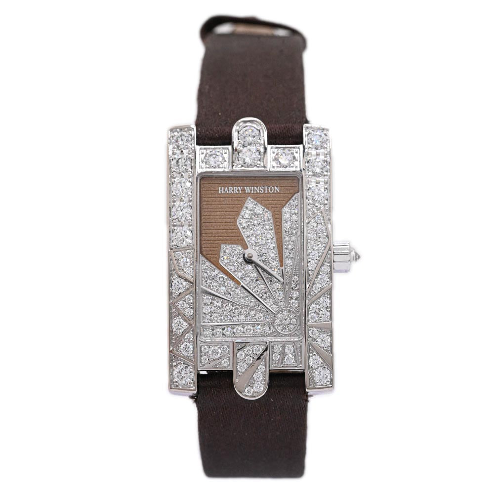 Harry Winston Ladies Avenue White Gold 24mm Brown Diamond Dial Watch Reference #: 310LQW - Happy Jewelers Fine Jewelry Lifetime Warranty