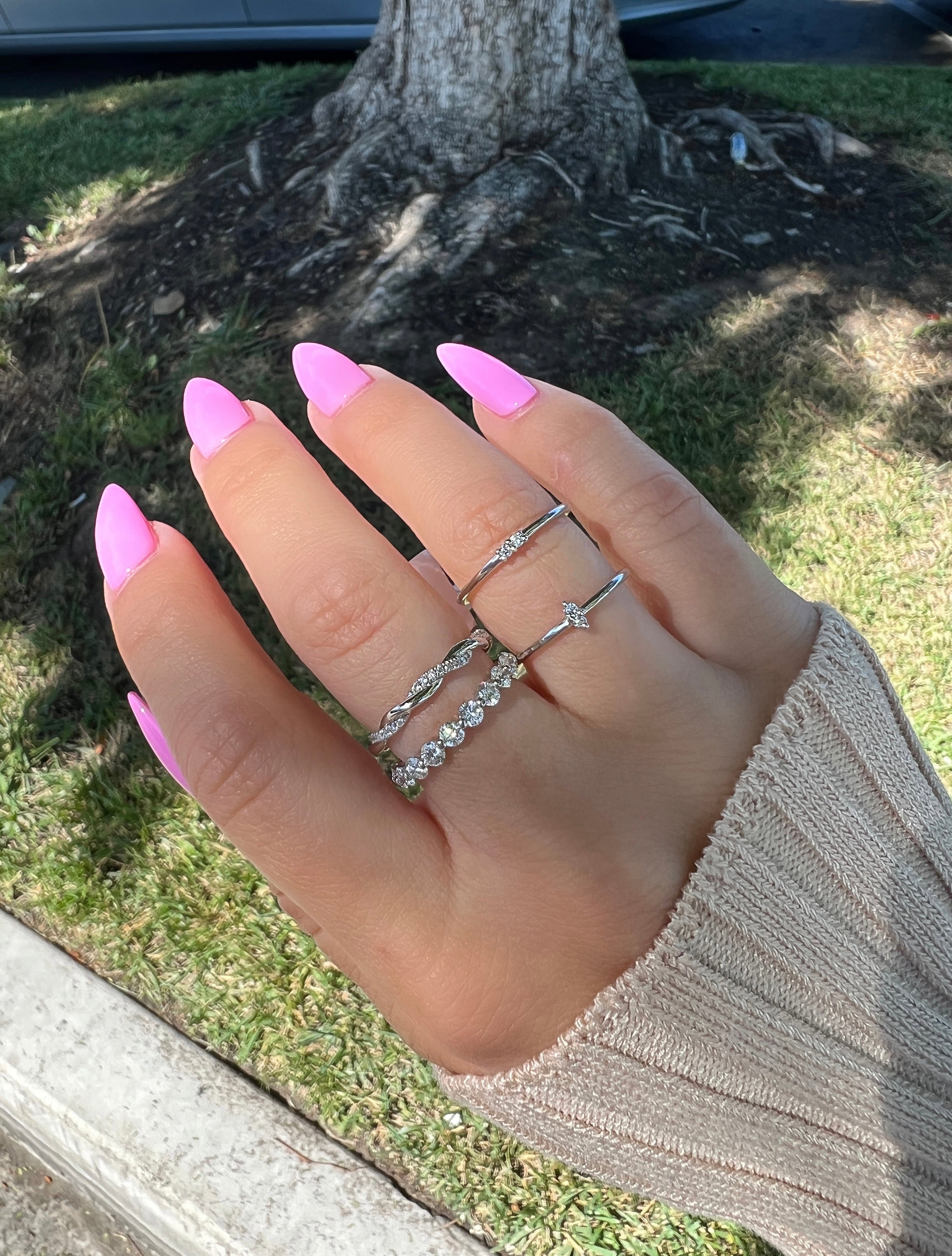 Half Diamond Stackable Twist Band - Happy Jewelers Fine Jewelry Lifetime Warranty