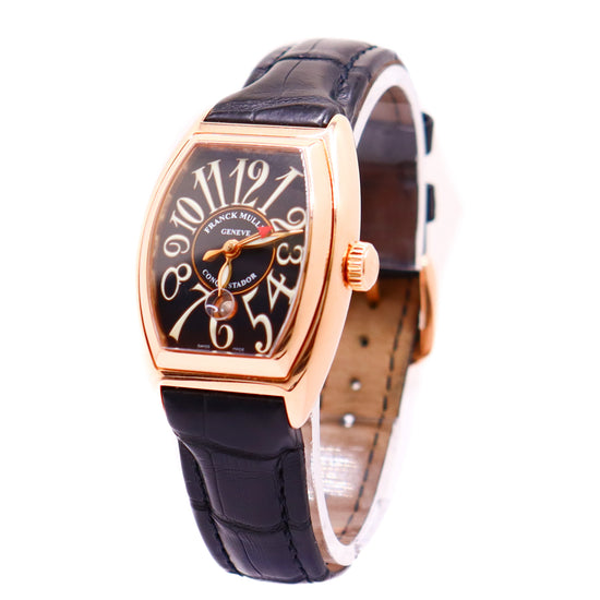 Franck Muller Ladies Conquistador Rose Gold 33mm Black Dial Watch Ref #8001 - Happy Jewelers Fine Jewelry Lifetime Warranty