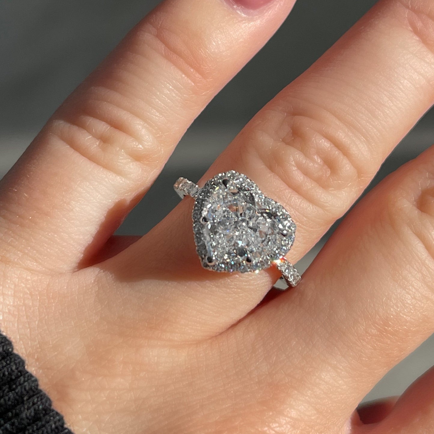 Three Stone Brown Heart Diamond Engagement Ring - Barsky Diamonds