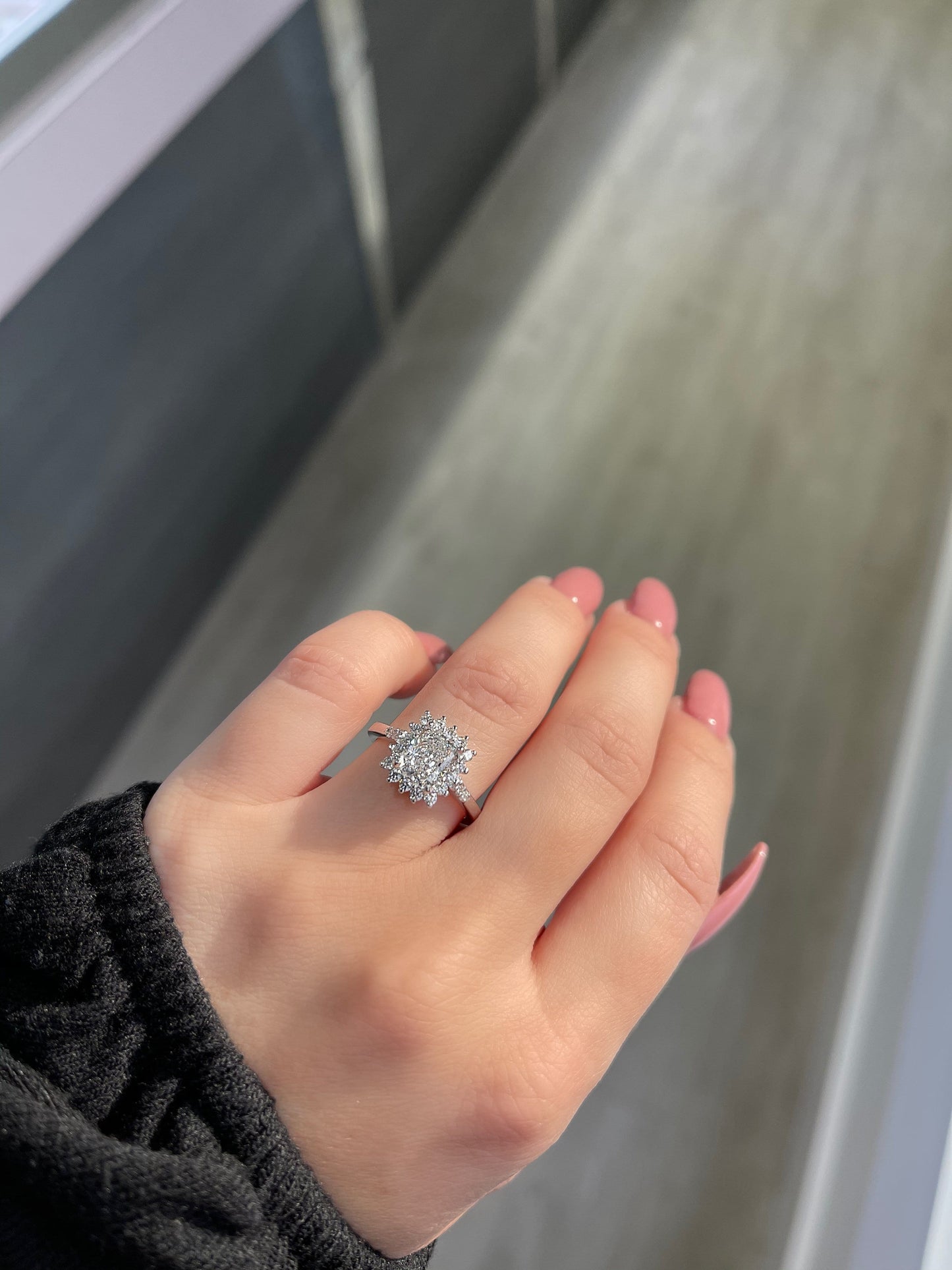 Radiant Cut Engagement Ring With Halo | Ouros Jewels