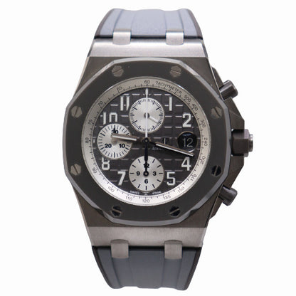 Audemars Piguet Men's Royal Oak Offshore Titanium 42mm Slate Grey "Mega Tapisserie" Chronograph Dial Watch Ref# 26470IO.OO.A006CA.01 - Happy Jewelers Fine Jewelry Lifetime Warranty