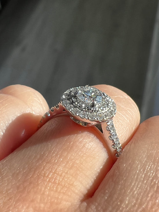 Engagement Ring Wednesday | 0.46 Round Brilliant Diamond w/ Double Halo - Happy Jewelers Fine Jewelry Lifetime Warranty