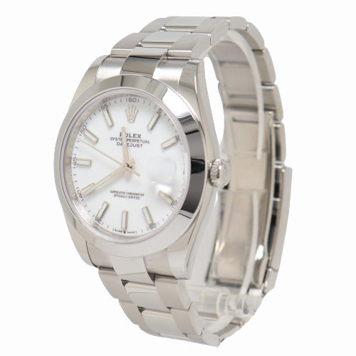 NEW Rolex Men's Datejust 41 Stainless Steel White Stick Dial Watch Reference #126300 - Happy Jewelers Fine Jewelry Lifetime Warranty