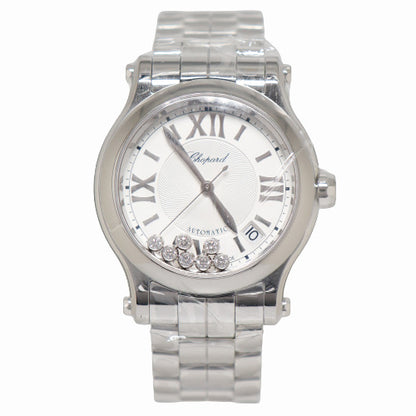 BRAND NEW! Chopard Ladies Happy Sport Stainless Steel Silver Guilloche Dial Watch Reference #278559-3002 - Happy Jewelers Fine Jewelry Lifetime Warranty