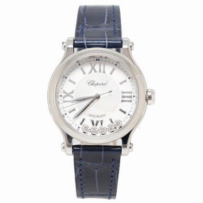 BRAND NEW! Chopard Ladies Happy Sport Stainless Steel 33mm Silver Dial Watch Reference# 278608-3001 - Happy Jewelers Fine Jewelry Lifetime Warranty