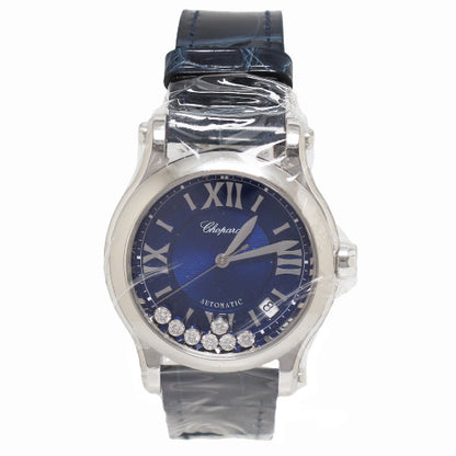 BRAND NEW! Chopard Ladies Happy Sport Stainless Steel 36mm Blue Roman Dial Watch Reference# 278559-3008 - Happy Jewelers Fine Jewelry Lifetime Warranty