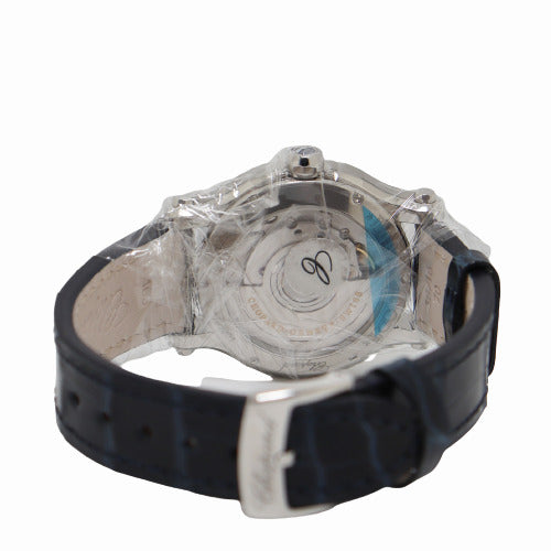 BRAND NEW! Chopard Ladies Happy Sport Stainless Steel 36mm Blue Roman Dial Watch Reference# 278559-3008 - Happy Jewelers Fine Jewelry Lifetime Warranty