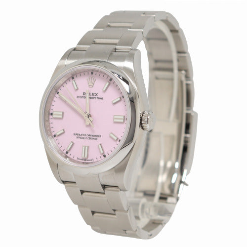 BRAND NEW! Rolex Oyster Perpetual Stainless Steel 36mm Pink Stick Dial Watch Reference# 126000 - Happy Jewelers Fine Jewelry Lifetime Warranty