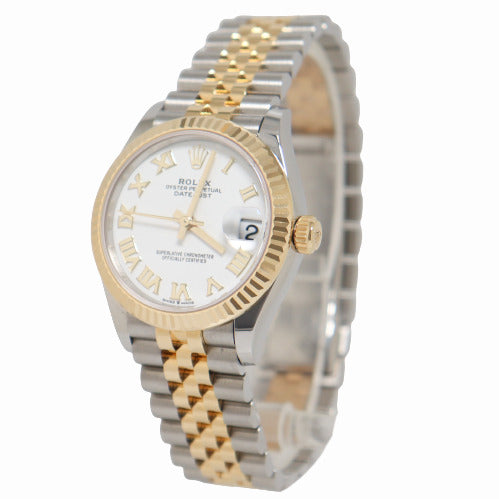 BRAND NEW! Rolex Ladies Datejust Two Tone Yellow Gold and Stainless Steel 31mm White Roman Dial Watch Reference# 278273 - Happy Jewelers Fine Jewelry Lifetime Warranty