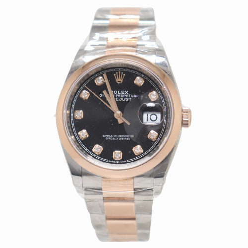 Rolex Datejust Two Tone Rose Gold and Stainless Steel 36mm Black Diamond Dial Watch Reference Reference# 126201 - Happy Jewelers Fine Jewelry Lifetime Warranty