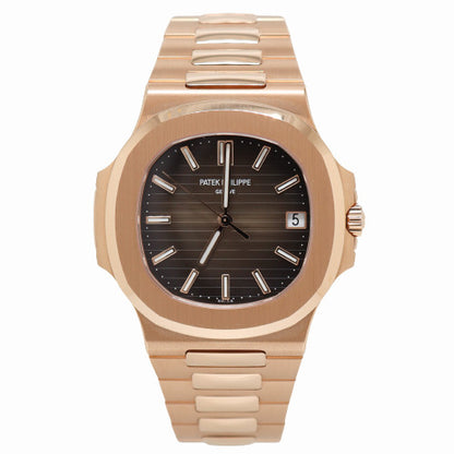 Patek Philippe Men's Nautilus Rose Gold 43mm Brown Stick Dial Watch Reference# 5711/1R-001 - Happy Jewelers Fine Jewelry Lifetime Warranty