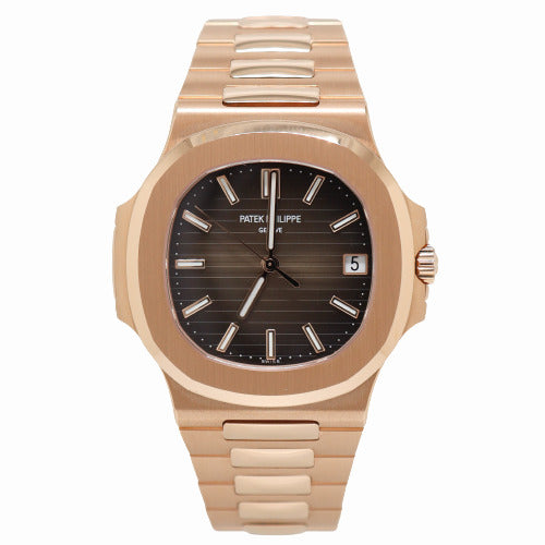 Load image into Gallery viewer, Patek Philippe Men&amp;#39;s Nautilus Rose Gold 43mm Brown Stick Dial Watch Reference# 5711/1R-001 - Happy Jewelers Fine Jewelry Lifetime Warranty
