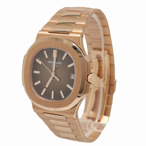 Load image into Gallery viewer, Patek Philippe Men&amp;#39;s Nautilus Rose Gold 43mm Brown Stick Dial Watch Reference# 5711/1R-001 - Happy Jewelers Fine Jewelry Lifetime Warranty
