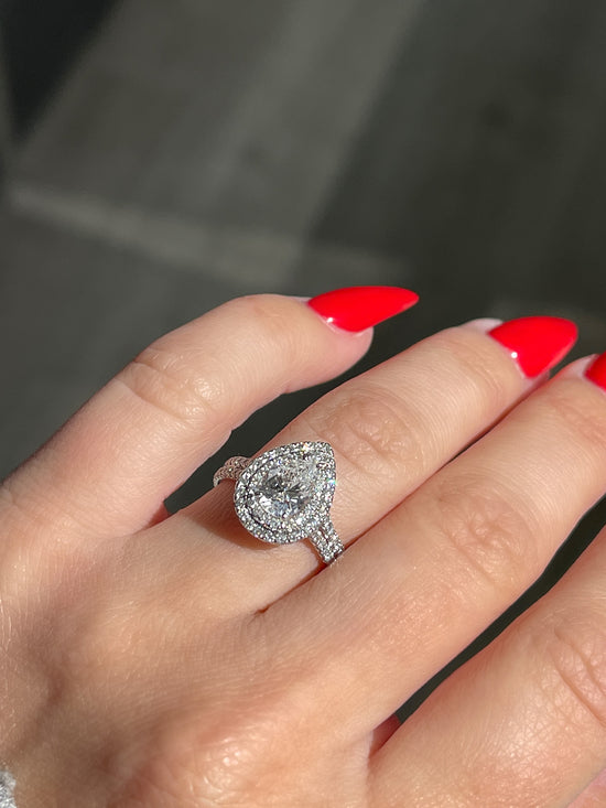 Engagement Ring Wednesday | 1.04 Pear Shape Diamond | Double Halo Setting - Happy Jewelers Fine Jewelry Lifetime Warranty