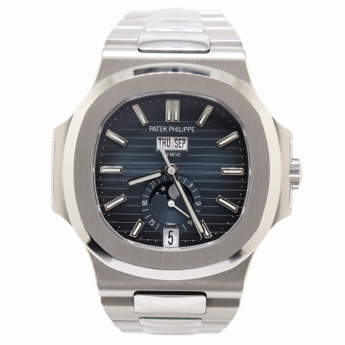 NEW! Patek Philippe Men's Nautilus 40.5mm Stainless Steel Blue Stick Dial Watch Reference# 5726/1A-001 - Happy Jewelers Fine Jewelry Lifetime Warranty