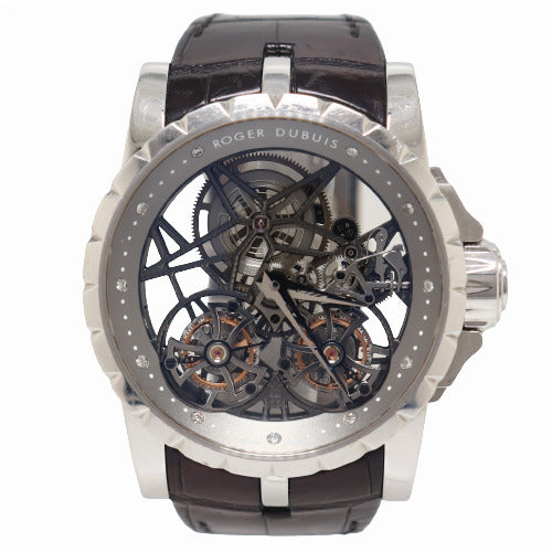 Roger Dubuis Men's Excalibur Double Flying Tourbillon Platinum 45mm Skeleton Dial Watch Reference# RDDBEX0269 - Happy Jewelers Fine Jewelry Lifetime Warranty