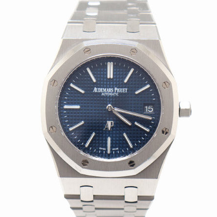 NEW! Audemars Piguet Royal Oak "Jumbo" Extra Thin Stainless Steel 39mm Blue “Petite Tapisserie” Dial Watch Reference# 15202ST.OO.1240ST.01 - Happy Jewelers Fine Jewelry Lifetime Warranty
