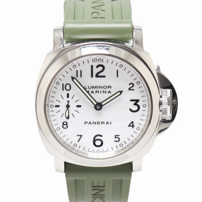 Panerai Mens Luminor Marina Stainless Steel 44mm White Dial Watch Reference# PAM0113 - Happy Jewelers Fine Jewelry Lifetime Warranty