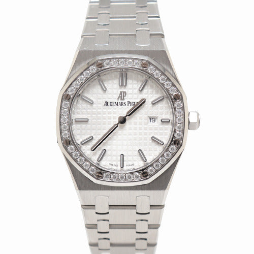 Load image into Gallery viewer, Audemars Piguet Ladies Royal Oak Stainless Steel 33mm White Stick Dial Watch Reference# 67651ST.ZZ.1261ST.01 - Happy Jewelers Fine Jewelry Lifetime Warranty
