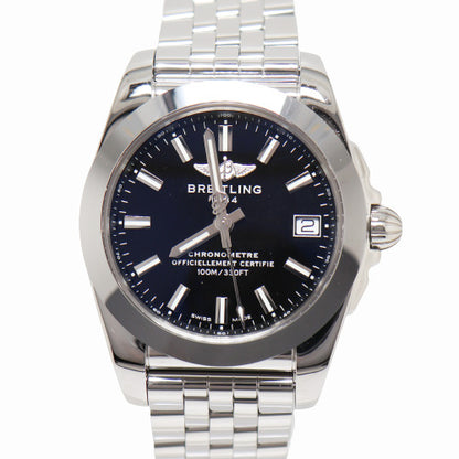 Breitling Galactic Stainless Steel 36mm Black Stick Dial Watch Reference# W7433012/BE08 - Happy Jewelers Fine Jewelry Lifetime Warranty