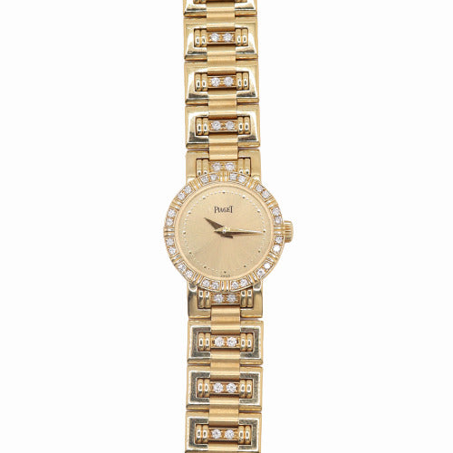 Piaget Dancer Ladies 23mm 18K Yellow Gold Champagne Dot Dial