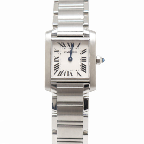 Cartier Ladies Tank Francaise Stainless Steel 25mm x 20mm White Roman Dial Watch Reference# W51008Q3 - Happy Jewelers Fine Jewelry Lifetime Warranty