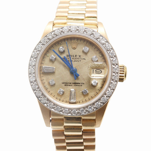 Rolex Ladies Datejust 26mm all 18k Yellow Gold Case, Custom Champagne Diamond Dial Watch Reference# 6917 - Happy Jewelers Fine Jewelry Lifetime Warranty