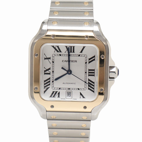 Cartier Men's Santos Stainless Steel 47mm White Roman Dial Watch Reference# W2SA0009 - Happy Jewelers Fine Jewelry Lifetime Warranty