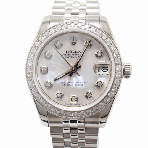 Rolex Datejust 31mm Stainless Steel Case Custom White MOP Diamond Dial Watch Reference# 178240 - Happy Jewelers Fine Jewelry Lifetime Warranty