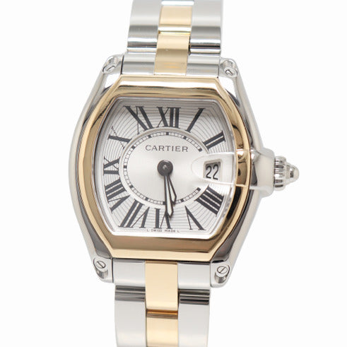 Load image into Gallery viewer, Cartier Ladies Roadster Stainless Steel and Yellow Gold 31mm Silver Roman Dial Watch Reference# 2675 - Happy Jewelers Fine Jewelry Lifetime Warranty
