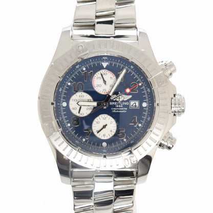 Breitling Mens Super Avenger Stainless Steel 48mm Dark Blue Chronograph Dial Watch Reference# A13370 - Happy Jewelers Fine Jewelry Lifetime Warranty