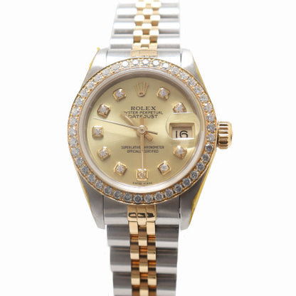Rolex Ladies Datejust Yellow Gold and Stainless Steel 26mm Custom Champagne Dial Watch Reference# 69173 - Happy Jewelers Fine Jewelry Lifetime Warranty