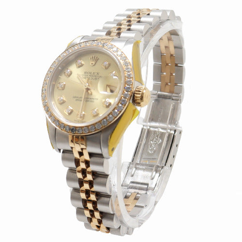 Rolex Ladies Datejust Yellow Gold and Stainless Steel 26mm Custom Champagne Dial Watch Reference# 69173 - Happy Jewelers Fine Jewelry Lifetime Warranty